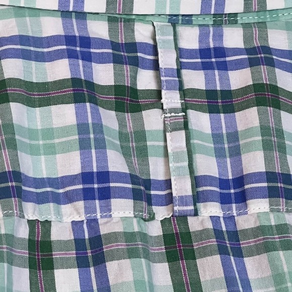 Banana Republic Men's XL Green Blue Plaid Soft Wash Shirt Short Sleeve Cotton - Picture 8 of 10